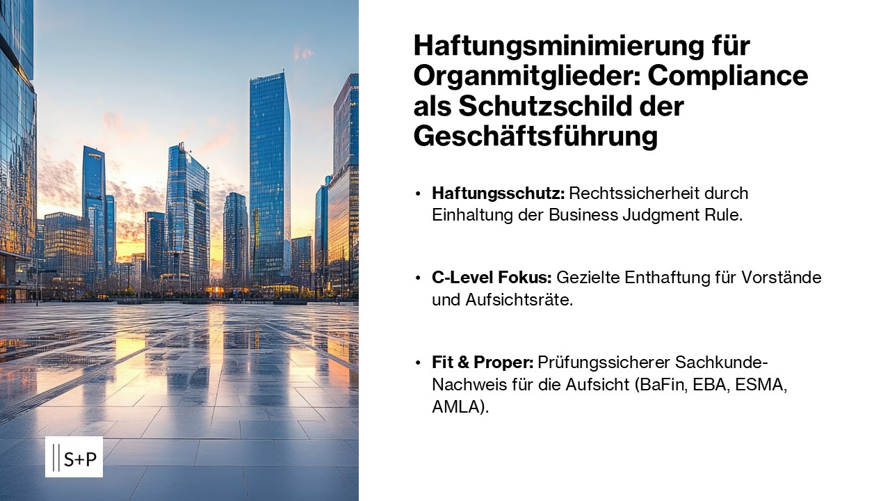 Haftungsminimierung für Organmitglieder - S+P Seminare